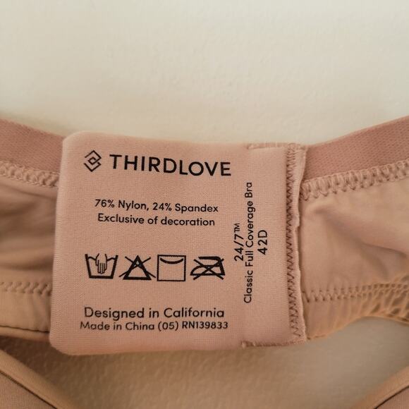 ThirdLove 24/7 Classic Full Coverage Bra In Taupe Size 42D - Picture 3 of 6